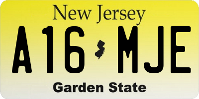 NJ license plate A16MJE