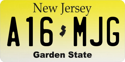 NJ license plate A16MJG