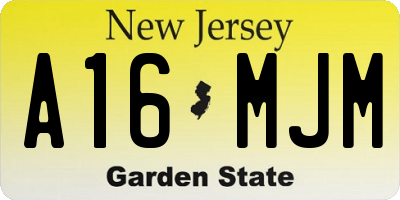 NJ license plate A16MJM
