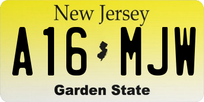 NJ license plate A16MJW