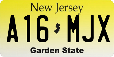 NJ license plate A16MJX