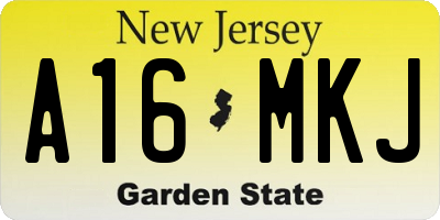 NJ license plate A16MKJ