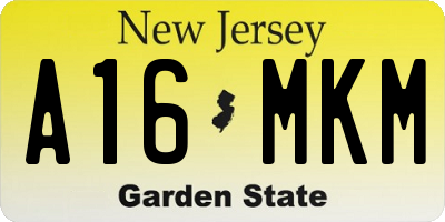 NJ license plate A16MKM