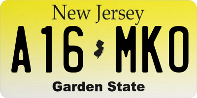 NJ license plate A16MKO