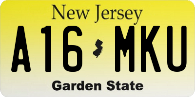 NJ license plate A16MKU
