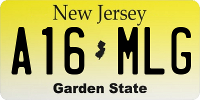NJ license plate A16MLG