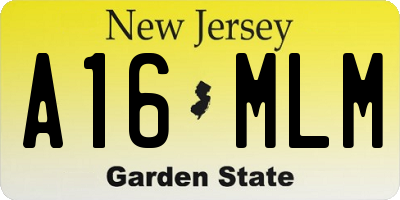 NJ license plate A16MLM