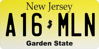 NJ license plate A16MLN