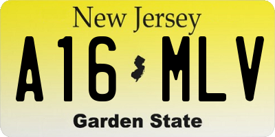 NJ license plate A16MLV