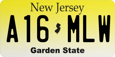 NJ license plate A16MLW