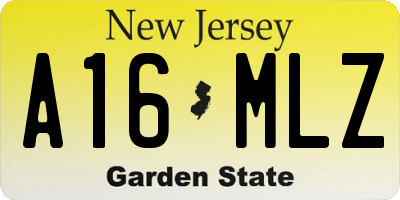 NJ license plate A16MLZ
