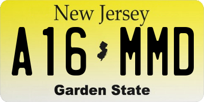 NJ license plate A16MMD