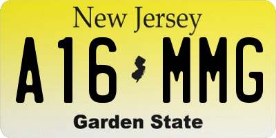 NJ license plate A16MMG