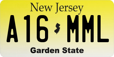 NJ license plate A16MML