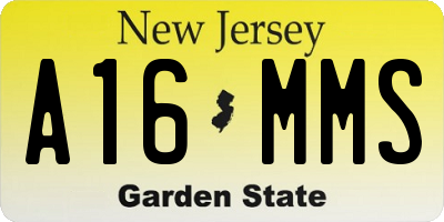 NJ license plate A16MMS
