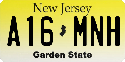 NJ license plate A16MNH