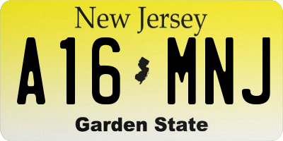 NJ license plate A16MNJ