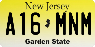 NJ license plate A16MNM