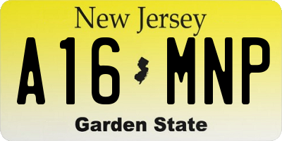 NJ license plate A16MNP