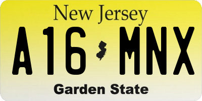 NJ license plate A16MNX