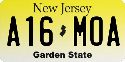 NJ license plate A16MOA