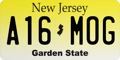 NJ license plate A16MOG