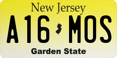 NJ license plate A16MOS