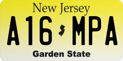 NJ license plate A16MPA