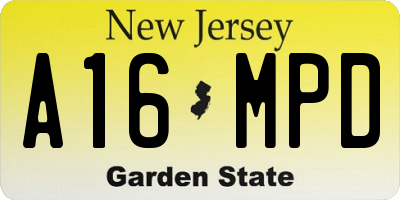 NJ license plate A16MPD
