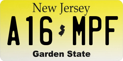 NJ license plate A16MPF