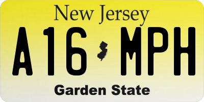 NJ license plate A16MPH