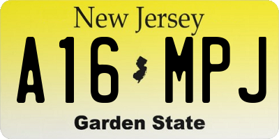 NJ license plate A16MPJ