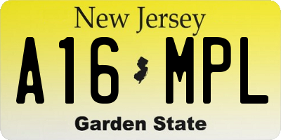 NJ license plate A16MPL