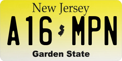 NJ license plate A16MPN