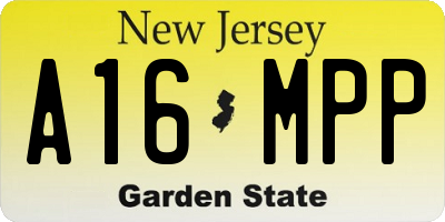 NJ license plate A16MPP