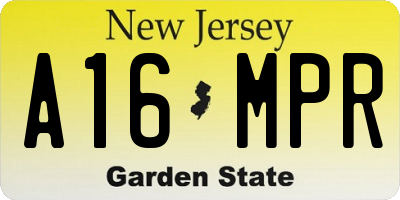 NJ license plate A16MPR