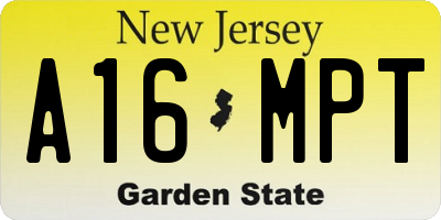 NJ license plate A16MPT