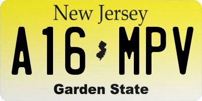 NJ license plate A16MPV