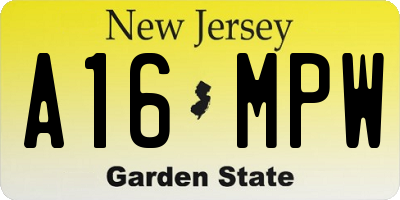 NJ license plate A16MPW