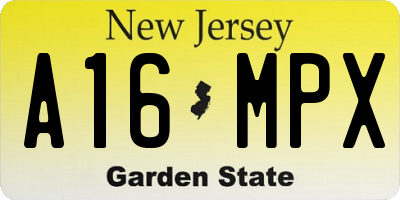 NJ license plate A16MPX