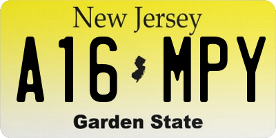 NJ license plate A16MPY
