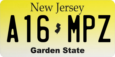 NJ license plate A16MPZ