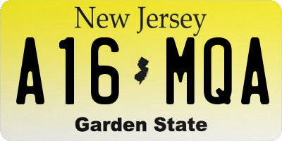 NJ license plate A16MQA