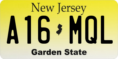 NJ license plate A16MQL