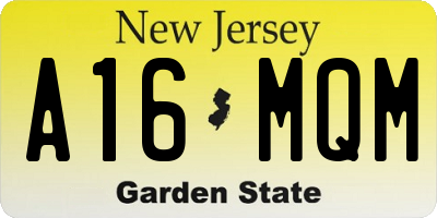 NJ license plate A16MQM
