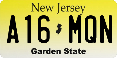 NJ license plate A16MQN