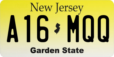 NJ license plate A16MQQ