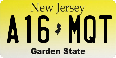 NJ license plate A16MQT