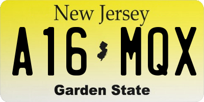 NJ license plate A16MQX
