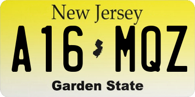 NJ license plate A16MQZ
